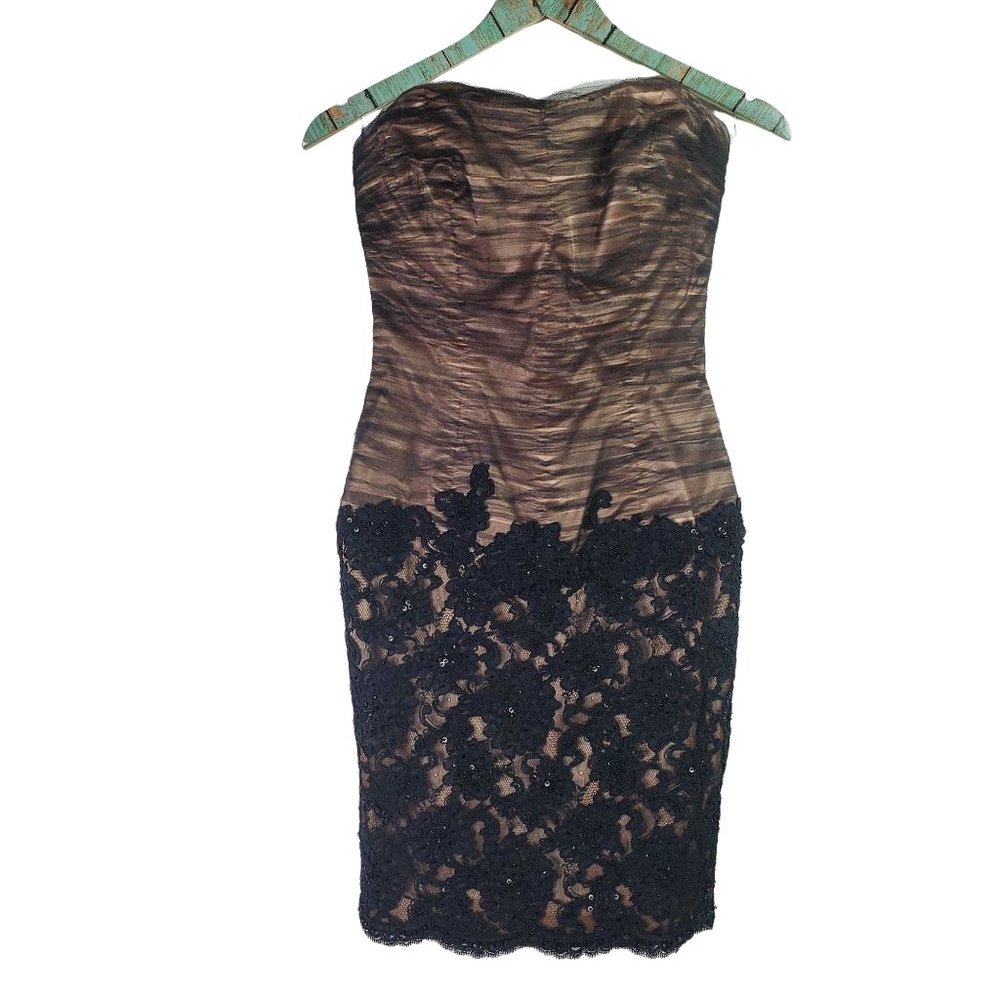 Jovani New York Strapless Lace Appliqué Beaded Dress, Sz 8